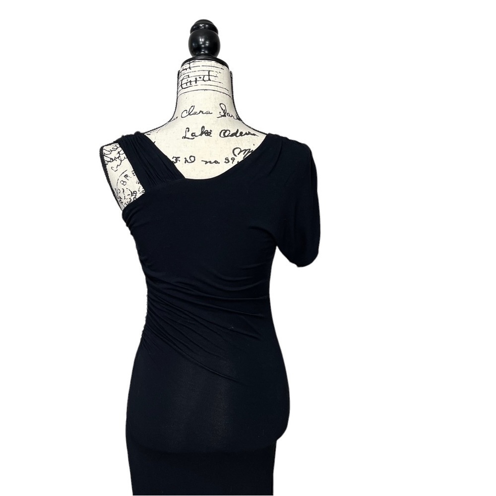 Bebe LBD One Shoulder Sexy Bodycon Asymmetrical Dress Size XS in Black - Picture 8 of 11